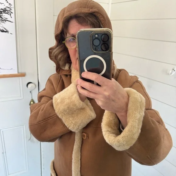 Shearling Reversible Coat with Detachable hood Size 10 Vintage - Picture 6 of 17